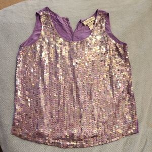 Diane Gilman Lavender Silk Sequin Tank